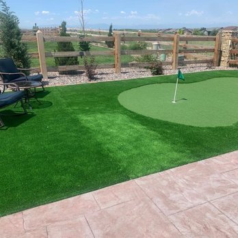 EM Landscaping - an artificial putting green in a backyard - Landscaping Near Me - Brighton, Colorado EM Landscaping - an artificial putting green in a backyard - Landscaping Near Me - Brighton, Colorado