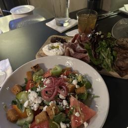 Insalata Di Barbabietole Con Arugula and Burrata with fig jam and coppa Insalata Di Barbabietole Con Arugula and Burrata with fig jam and coppa
