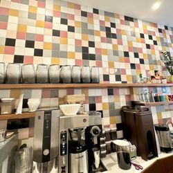 Community Experience: Snowcubes at Everyman Espresso - Love the colorful tiled wall.