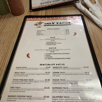 Indy Tacos - Menu - Mexican Near Me - Indianapolis, Indiana