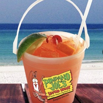 Pompano Joe's - 32oz souvenir bucket drink - stock photo - Seafood Near Me - Destin, Florida Pompano Joe's - 32oz souvenir bucket drink - stock photo - Seafood Near Me - Destin, Florida
