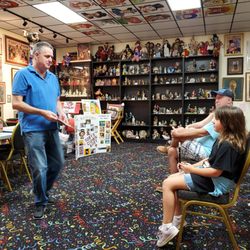 Toby the Clown Foundation - Rebecca and Bill Lewis of Vero Beach visiting Toby the Clown Foundation during the Caladium Festival in Lake Placid, Florida.