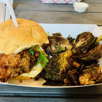 Gobble Gobble - This is the cluck cluck chicken sandwich with brussels sprouts - Burgers Near Me - Charleston, South Carolina Gobble Gobble - This is the cluck cluck chicken sandwich with brussels sprouts - Burgers Near Me - Charleston, South Carolina