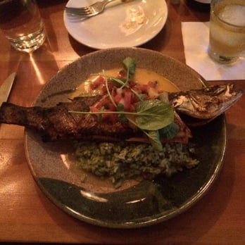 Panxa Cocina - Whole grilled branzino with poblano rice and pico de gallo. Also comes with a side of handmade corn tortillas. Awesome meal. - Cocktail Bars Near Me - Long Beach, California Panxa Cocina - Whole grilled branzino with poblano rice and pico de gallo. Also comes with a side of handmade corn tortillas. Awesome meal. - Cocktail Bars Near Me - Long Beach, California