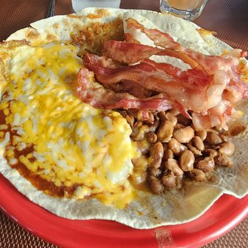 Billy's Long Bar - Huevos Rancheros with red chile and bacon. - Bars Near Me - Albuquerque, New Mexico