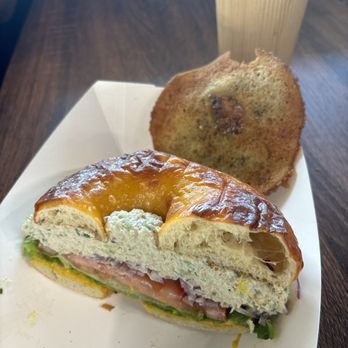 The Bagel Shack - Cashew Chicken Sandwich With mustard and onions - Bagels Near Me - Irvine, California The Bagel Shack - Cashew Chicken Sandwich With mustard and onions - Bagels Near Me - Irvine, California