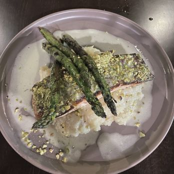 Miguel's Table - Pistachio crusted salmon - Pizza Near Me - West Bridgewater, Massachusetts