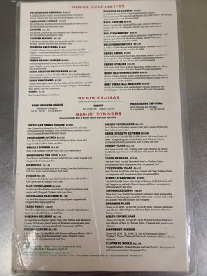 Menu photo 2 Benis Mexican Restaurant Spring Hill 2 Longview, TX