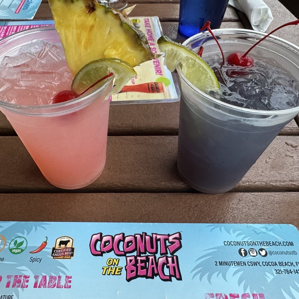 Coconuts On The Beach - Grape Kool-Aid and Mango Cool Breeze - Bars Near Me - Cocoa Beach, Florida Coconuts On The Beach - Grape Kool-Aid and Mango Cool Breeze - Bars Near Me - Cocoa Beach, Florida