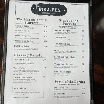 The Bull Pen Grill - Menu - Burgers Near Me - Mount Vernon, Texas The Bull Pen Grill - Menu - Burgers Near Me - Mount Vernon, Texas
