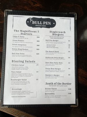 Menu photo 1 The Bull Pen Grill Mount Vernon, TX Menu photo 1 The Bull Pen Grill Mount Vernon, TX