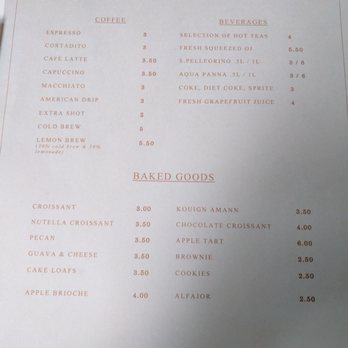B Bistro + Bakery - The back side of the menu. - Bakeries Near Me - Miami, Florida