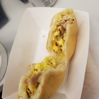 Leo's Market & Eatery - The inside of my ham, cheese, and egg kolache. - Convenience Stores Near Me - Greenfield, Indiana Leo's Market & Eatery - The inside of my ham, cheese, and egg kolache. - Convenience Stores Near Me - Greenfield, Indiana