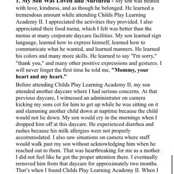 Childs Play Learning Academy 2 - Review - Child Care & Day Care Near Me - Spartanburg, South Carolina