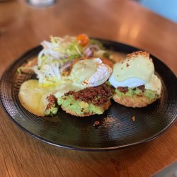 Chica Miami - Chorizo & Arepa Benedict
