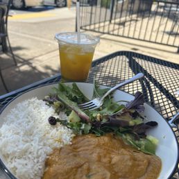 Vegetarian Kofta rice bowl and Blueberry mint lemonade Vegetarian Kofta rice bowl and Blueberry mint lemonade