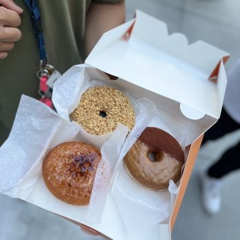 Old Ferry Donut - Peanut butter (top left), Tiramisu (right), Creme Brulee (bottom left) - Donuts Near Me - Buena Park, California Old Ferry Donut - Peanut butter (top left), Tiramisu (right), Creme Brulee (bottom left) - Donuts Near Me - Buena Park, California