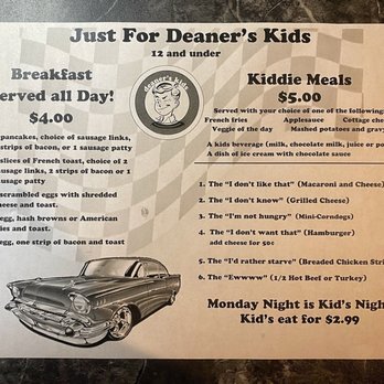 Deaner's Diner - Kids Menu 7/2021 - American Near Me - West Fargo, North Dakota Deaner's Diner - Kids Menu 7/2021 - American Near Me - West Fargo, North Dakota