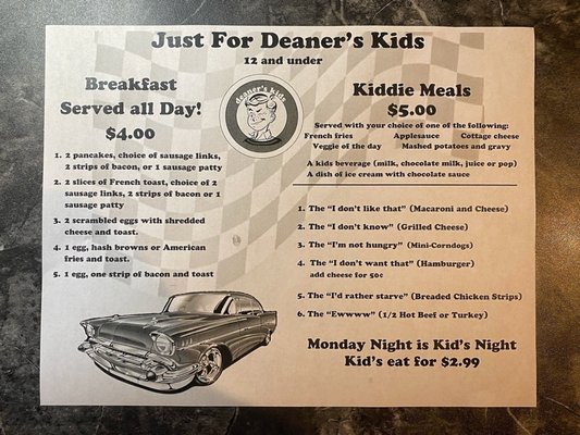 Menu photo 4 Deaner's Diner West Fargo, ND Menu photo 4 Deaner's Diner West Fargo, ND