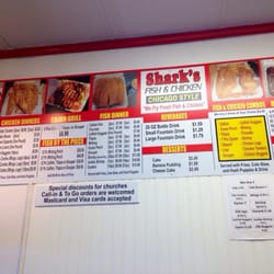 Shark's Fish & Chicken 'Chicago Style' - Menu on wall