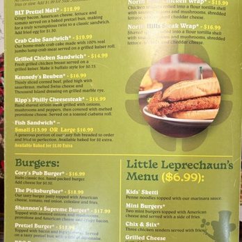 Sieb's Pub - Menu of sandwiches, etc. in March 2026 - Irish Near Me - Pittsburgh, Pennsylvania