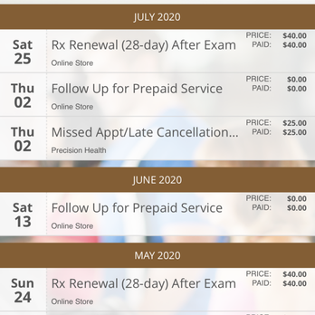Precision Weight Loss Center - My account showing annual membership payment which provided 12 Month access - Weight Loss Centers Near Me - Lithonia, Georgia