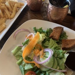 Blueberry Fig Mule (x2 for happy hour), half house salad, side of fries