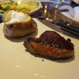 Sirloin, 6oz, medium w/baked potato and ceaser salad.