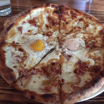 Tazza Kitchen Short Pump - Breakfast pizza with eggs, bacon, and onions. This was very good! - Pizza Near Me - Henrico, Virginia Tazza Kitchen Short Pump - Breakfast pizza with eggs, bacon, and onions. This was very good! - Pizza Near Me - Henrico, Virginia