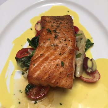 La Sen Bistro - Saffron salmon with artichokes, olives, and tomatoes - French Near Me - Walnut Creek, California La Sen Bistro - Saffron salmon with artichokes, olives, and tomatoes - French Near Me - Walnut Creek, California