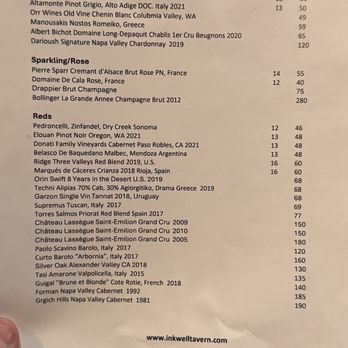 Inkwell Tavern - Wine menu - Cocktail Bars Near Me - Burbank, California