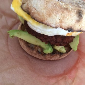 Flake - Veggie Rad Egg whites, turkey patty and avocado on an English muffin - Breakfast & Brunch Near Me - Venice, California Flake - Veggie Rad Egg whites, turkey patty and avocado on an English muffin - Breakfast & Brunch Near Me - Venice, California