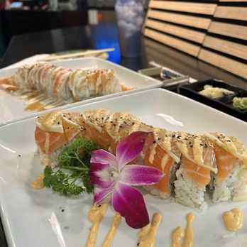 Aza Sushi - Kenji roll (front) and King of the Jungle roll - Sushi Bars Near Me - Lake Elsinore, California Aza Sushi - Kenji roll (front) and King of the Jungle roll - Sushi Bars Near Me - Lake Elsinore, California