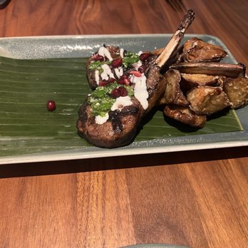Ramsay's Kitchen - Lamb Lollipops* w eggplant - American Near Me - Boston, Massachusetts Ramsay's Kitchen - Lamb Lollipops* w eggplant - American Near Me - Boston, Massachusetts