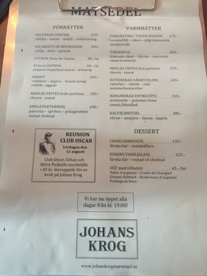 Menu photo 2 Johan's Krog Marstrand, O