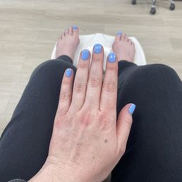 Milky blue gel nails Milky blue gel nails