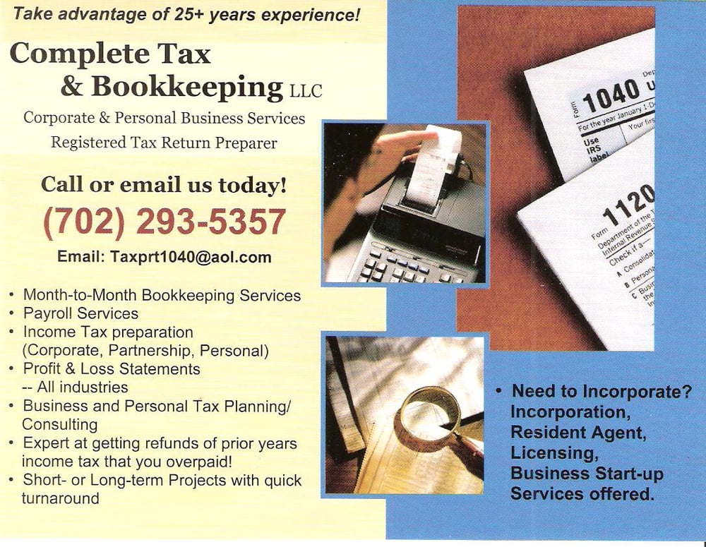 COMPLETE TAX & BOOKKEEPING Updated June 2024 1320 Colorado St