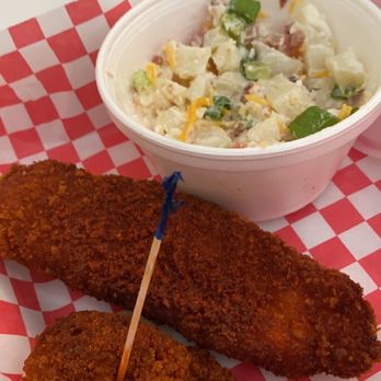 Mrs Chicken - Mild and Medium tenders  Baked Potato Salad w green onions cheese and bacon - Chicken Shop Near Me - Phoenix, Arizona