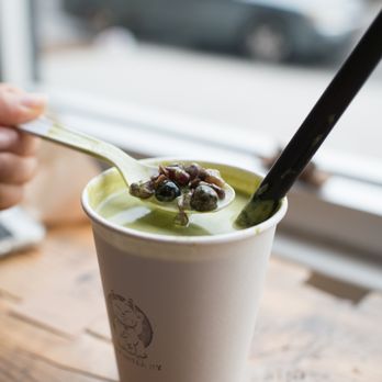INFINITEA NY - hot red bean milk latte match tea latte with red bean and tapioca - Coffee & Tea Near Me - Astoria, New York