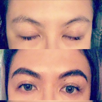 SF Microblading - My eyebrows before microblading and right after the touch up (had aquafore on it still) 2 months later. - Permanent Makeup Near Me - San Francisco, California