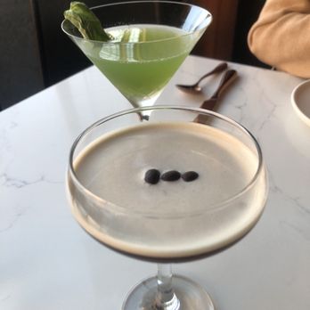 Ceron Kitchen - Basil Gimlet and Lil' Pick Me Up (Espresso Martini) - New American Near Me - Alameda, California