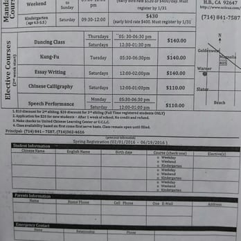 United Chinese Learning Center - Tuition and class schedule. Application form in English. - Language Schools Near Me - Huntington Beach, California United Chinese Learning Center - Tuition and class schedule. Application form in English. - Language Schools Near Me - Huntington Beach, California