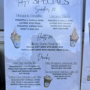 Pineapple Shack Kauai - Menu - Ice Cream & Frozen Yogurt Near Me - Lihue, Hawaii