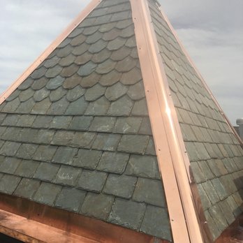 Corley Roofing & Sheet Metal - A Del Carmen slate turret with copper accents we installed in Washington, DC - Roofing Near Me - Temple Hills, Maryland Corley Roofing & Sheet Metal - A Del Carmen slate turret with copper accents we installed in Washington, DC - Roofing Near Me - Temple Hills, Maryland