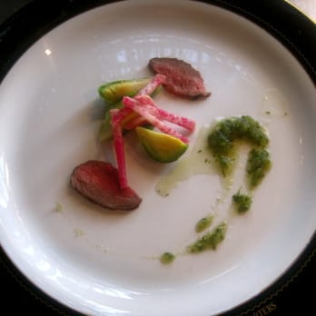Mr Pollo - fourth course - loin of goat with brussell sprouts, watermelon radish and relish - New American Near Me - San Francisco, California