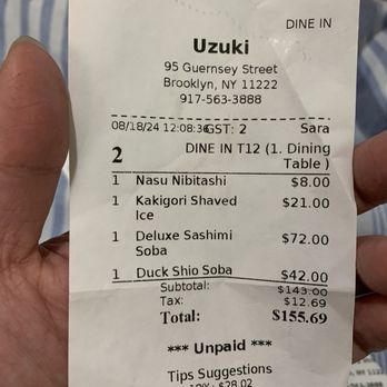 Uzuki - 1 appetizer, 2 dishes, and 1 dessert came out to $155 before tip - Japanese Near Me - Brooklyn, New York Uzuki - 1 appetizer, 2 dishes, and 1 dessert came out to $155 before tip - Japanese Near Me - Brooklyn, New York