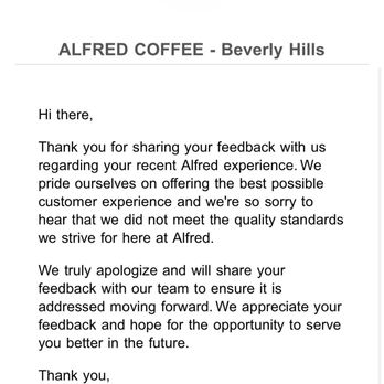 Alfred Coffee - Email feedback - Coffee & Tea Near Me - Beverly Hills, California