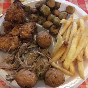 Bubba's BBQ & Bash - Bbq plate with Bash's chicken. Sides of Okra and Fries - Barbeque Near Me - Spartanburg, South Carolina Bubba's BBQ & Bash - Bbq plate with Bash's chicken. Sides of Okra and Fries - Barbeque Near Me - Spartanburg, South Carolina