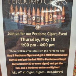Cigar Cigars - Join us today for our Perdomo Cigar event.  John Converse from Perdomo Cigars will be here