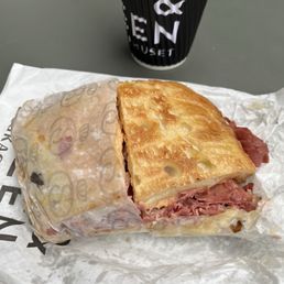 12 oz Spiced Pumpkin Latte and Reuben Toastie